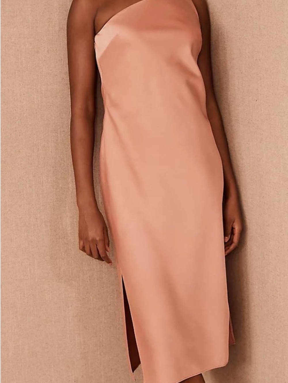 One-Shoulder Satin Slip Dress in Dusty Rose